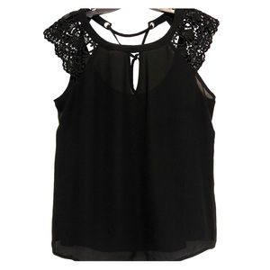 Black top from Express with lace cap sleeves